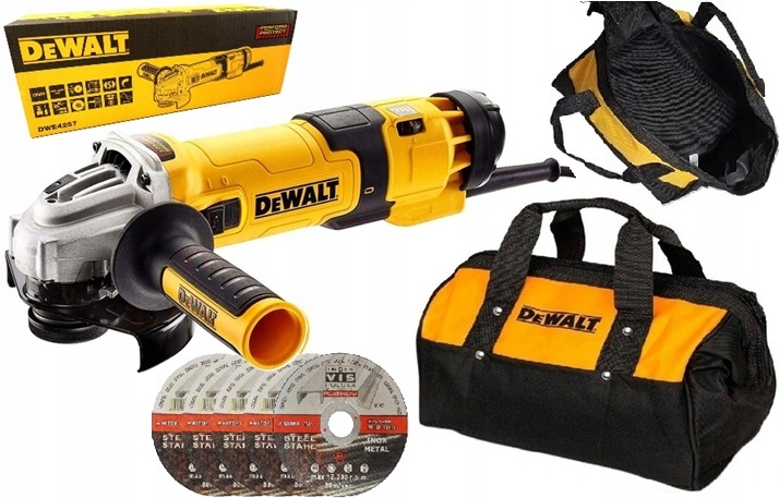 Szlifierka kątowa DWE4257-QS Regulacja Obrotów 125mm 1500W, 5xTARCZE, Torba