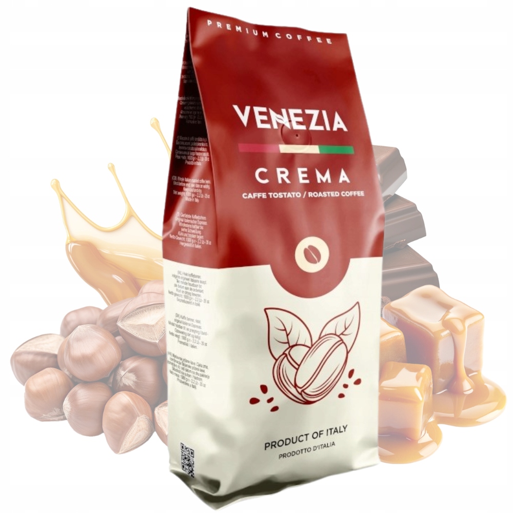 Levně Káva zrnková Venezia Crema 1 kg italská pražená, smíšená, pro černou kávu
