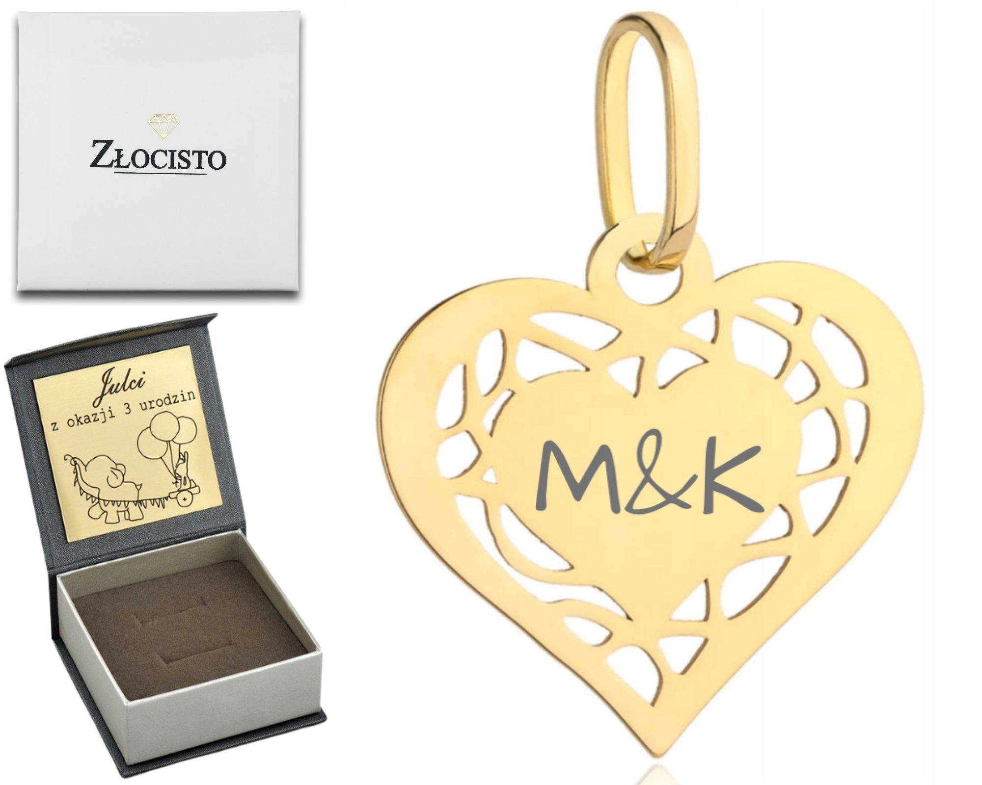 Zlatý Přívěsek Ažurové Srdce 585 Možné Gravírování Miluji Tě