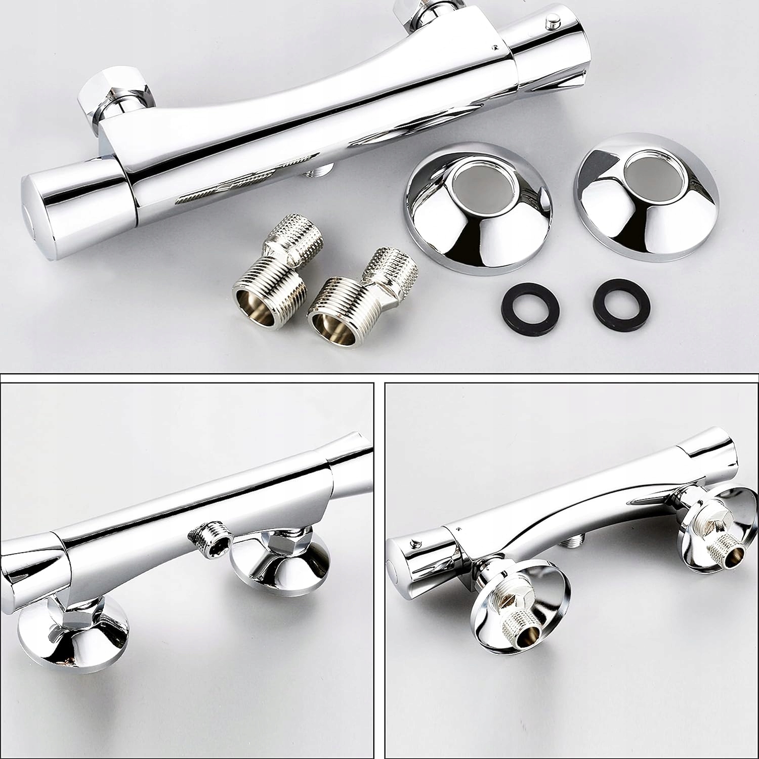 KOLUMNA PRYSZNIOCOWA Z BATERIĄ DESZCZOWNICA ŁAZIENKOWA Z TERMOSTATEM Marka bez marki