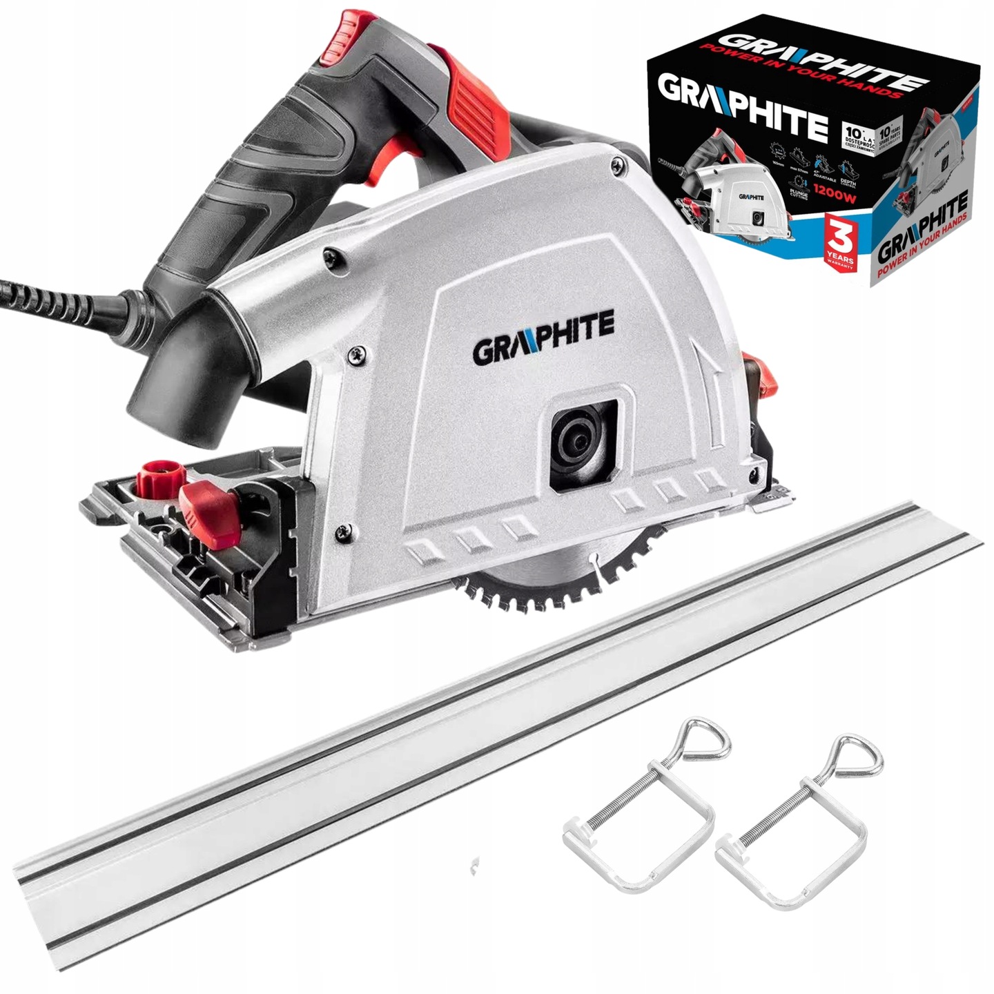 Zagłębiarka Piła Pilarka 1200W Szyna 140 cm Łącznik Ściski Graphite