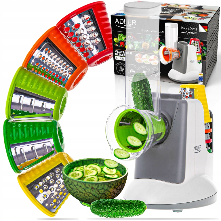 Elektrický kráječ na zeleniny Struhadlo Sekáček Potravin 5 nástavců Pyré 150 W