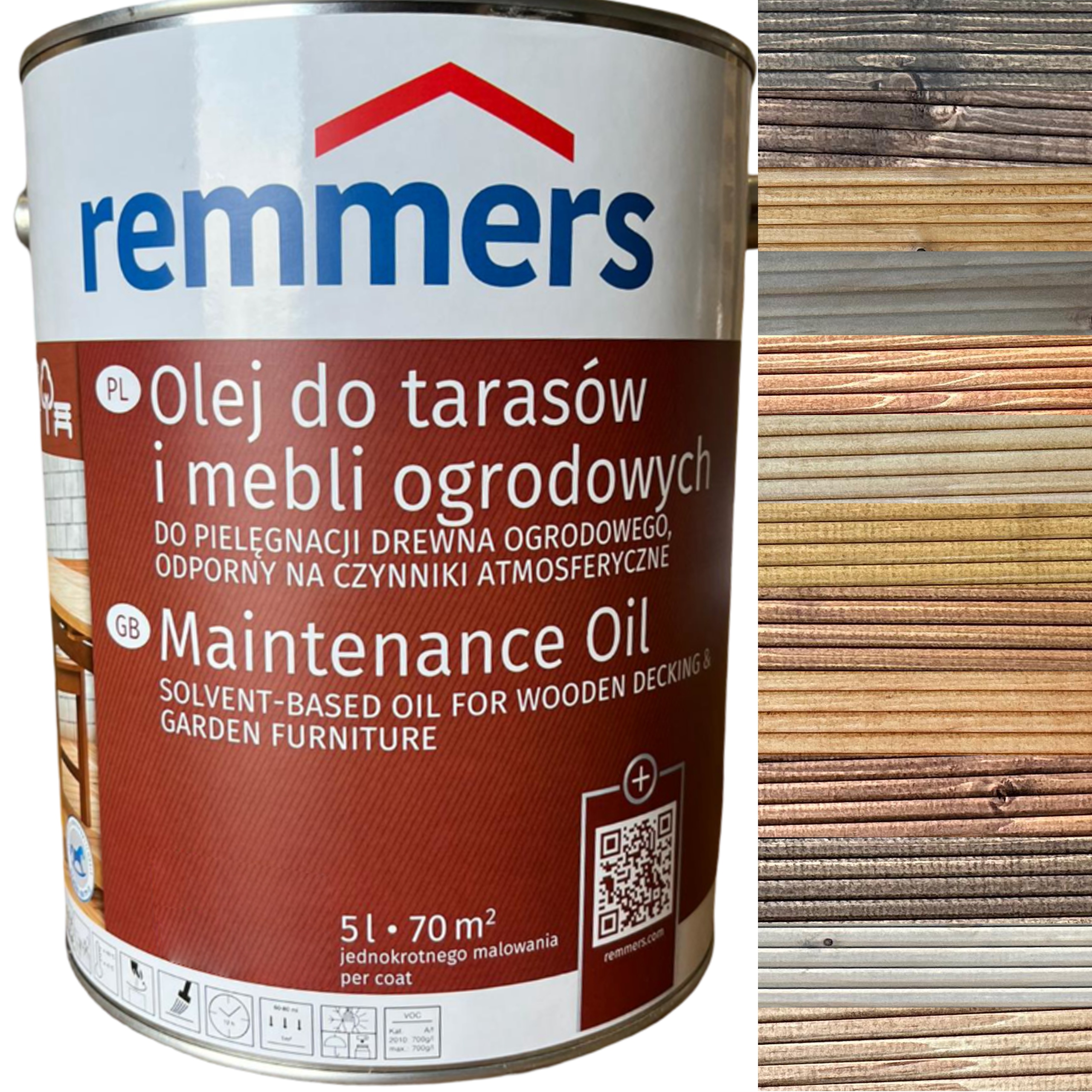 Olej do tarasów i mebli ogrodowych Remmers mat Kolor Do Wyboru 5L