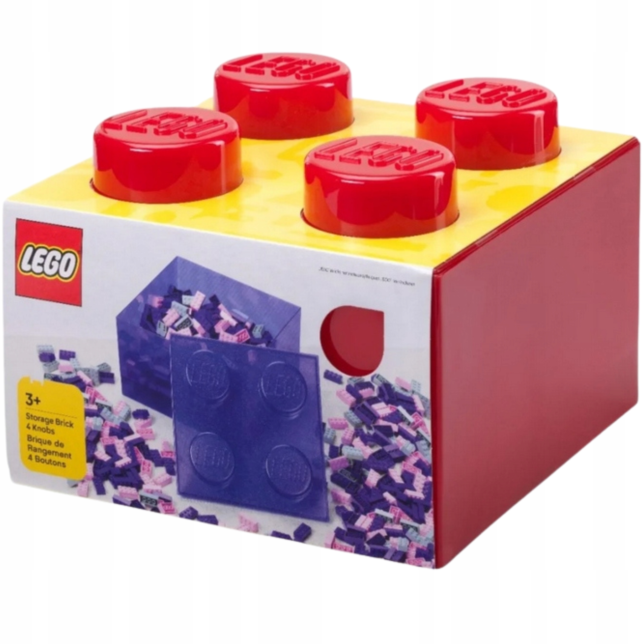 Lego Průhledný plastový obal ve tvaru kostky Lego Brick 4 Červený