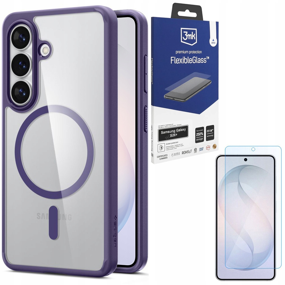 Pouzdro Spigen Ultra Hybrid Case MagSafe Sklo 3mk pro Galaxy S26+ Plus