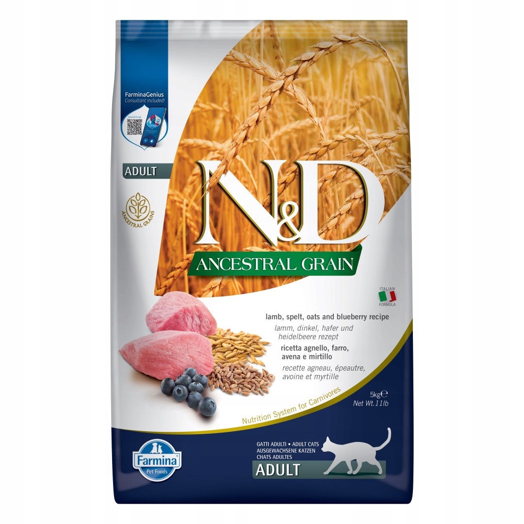 Levně Farmina N&d Ancestral Grain Lamb Adult 5kg Suché Krmivo Pro Kočky Jehněčí maso