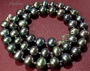 Přírodní velké perly, paví náhrdelník, certifikát