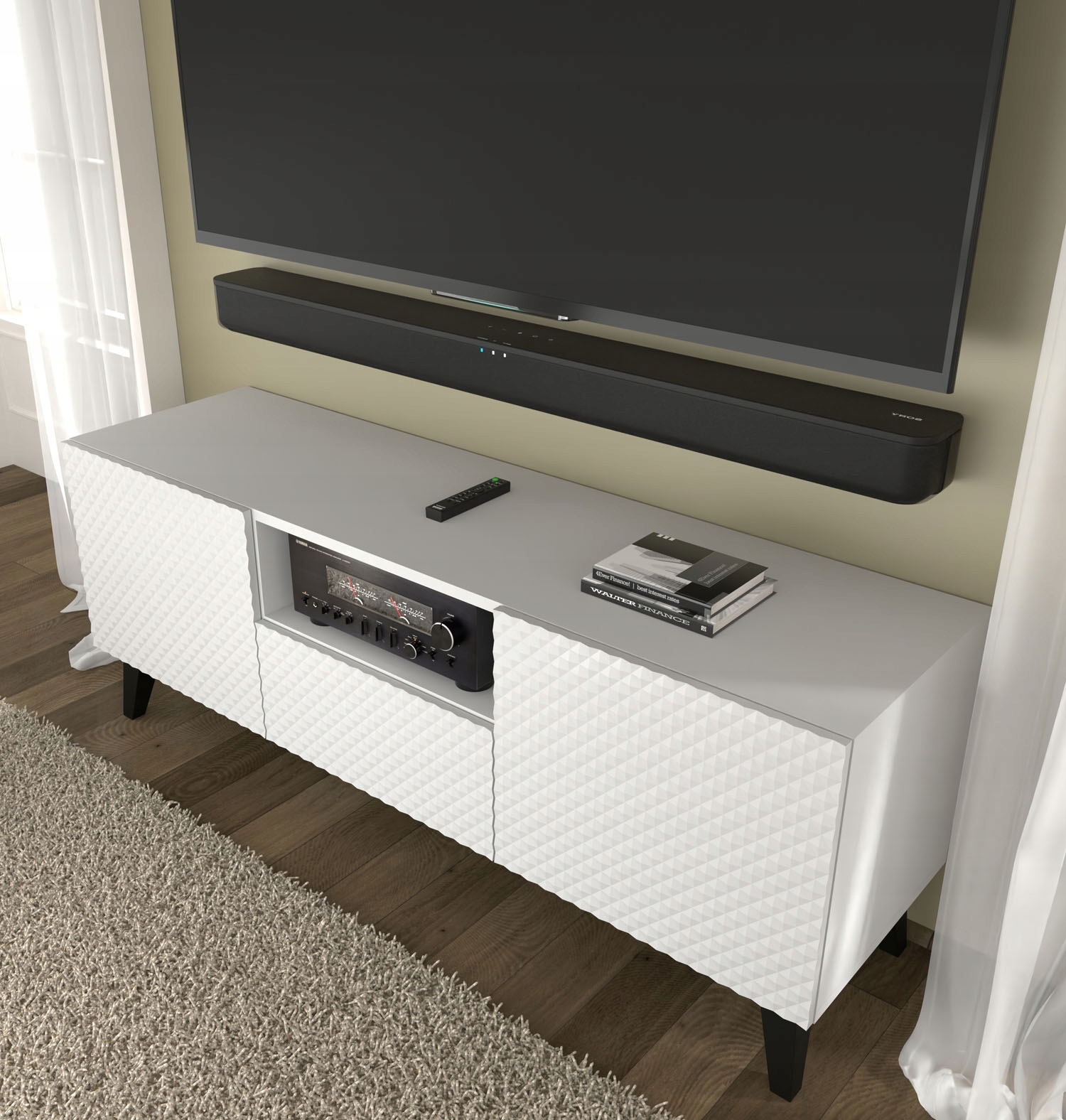 Szafka RTV Ravenna C 150 2D1S biały połysk UFPCZ Marka Homlando