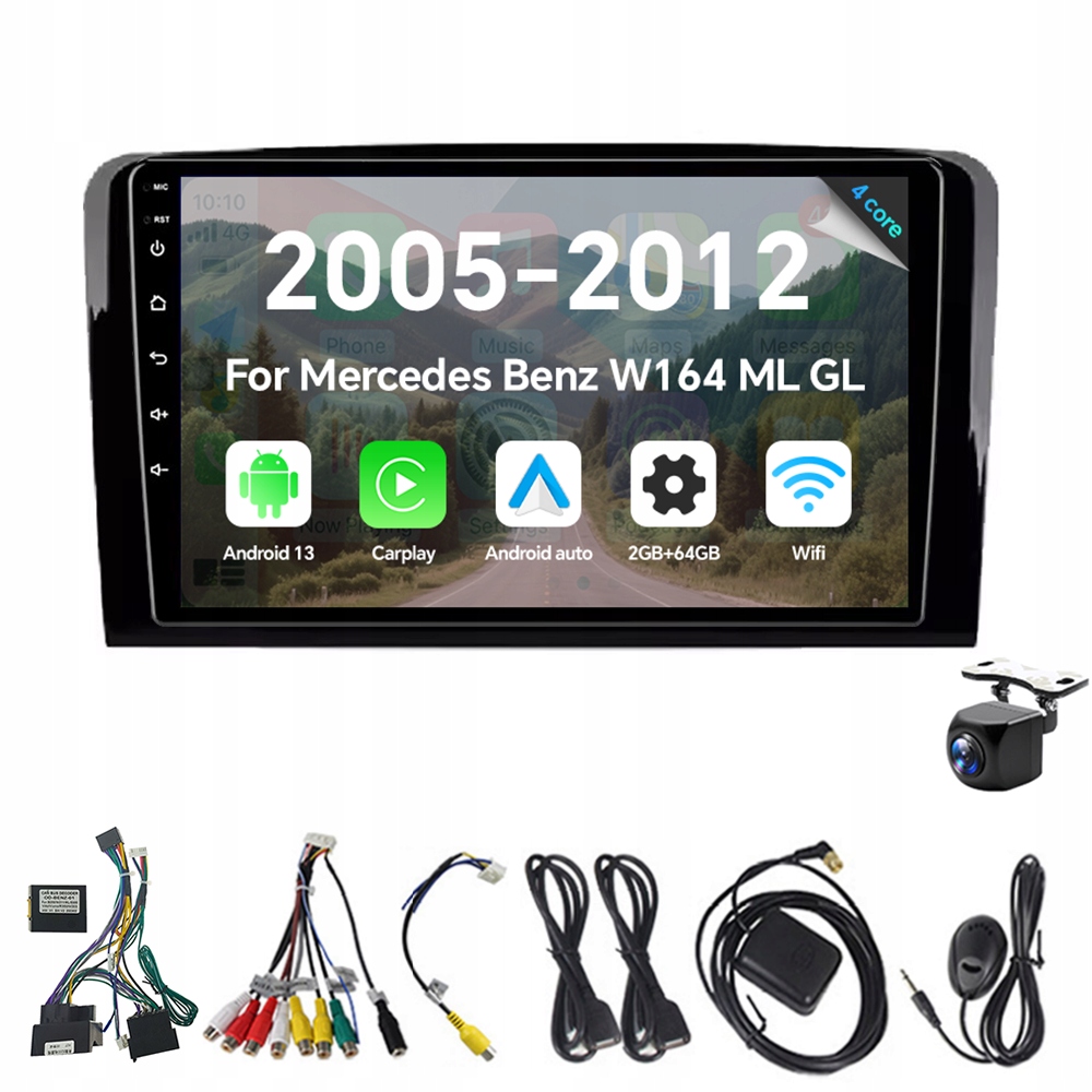 2Din Android 13 autorádio pre Benz M-trieda W164 GL-trieda X164 ML Carplay Bt