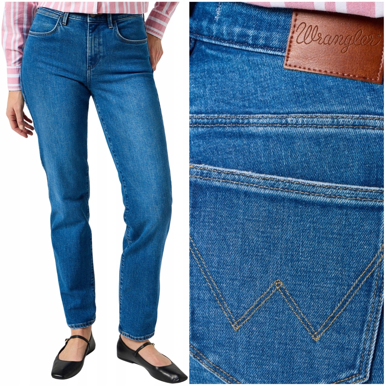 Wrangler Straight Blue Abyss jednoduché dámské džínové kalhoty W27 L30