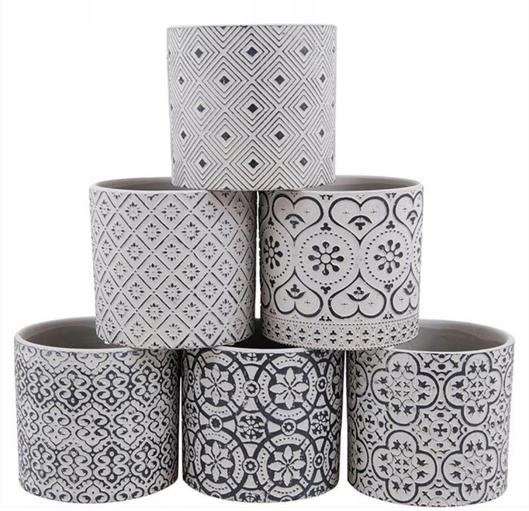 

Doniczka Cermentowa Szara Niebieskie Osłonka