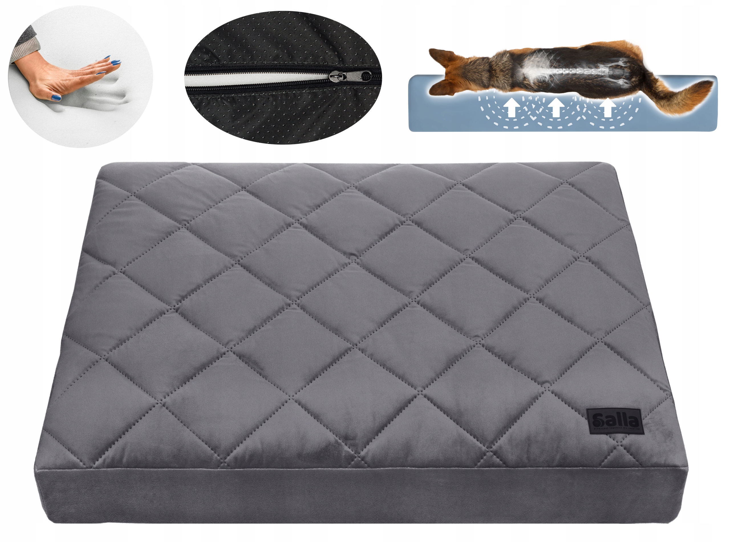 Levně Pelíšek pro psa Velurové pěnová matrace se zámkem 130x90