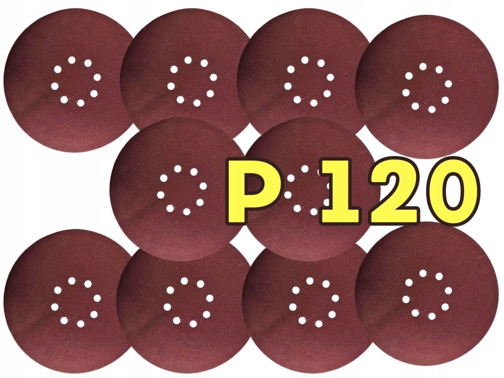 Krążek Szlifierski Rzep 225MM Z 8 Otworami P 120 10SZT. Do Żyrafy Papier