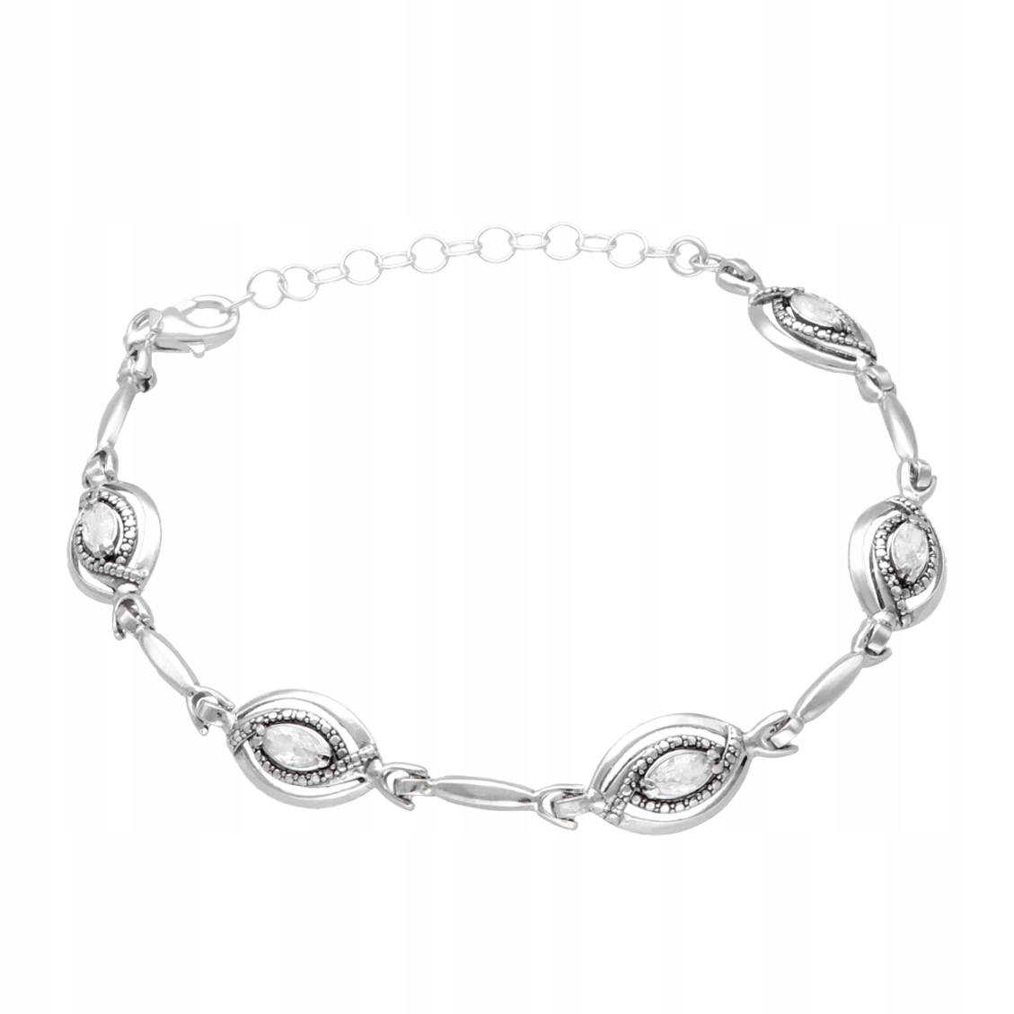Náramek se slzami a bílým zirkonem stříbro