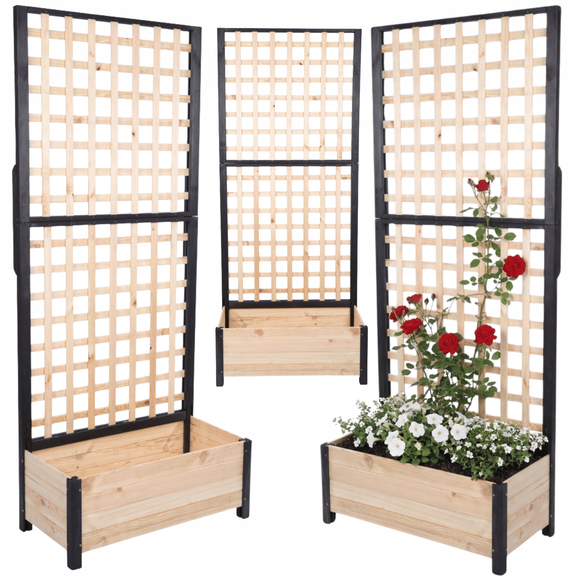 Drevená pergola, vysoký kvetináč, krabička na kvety 190x80x40, Eko