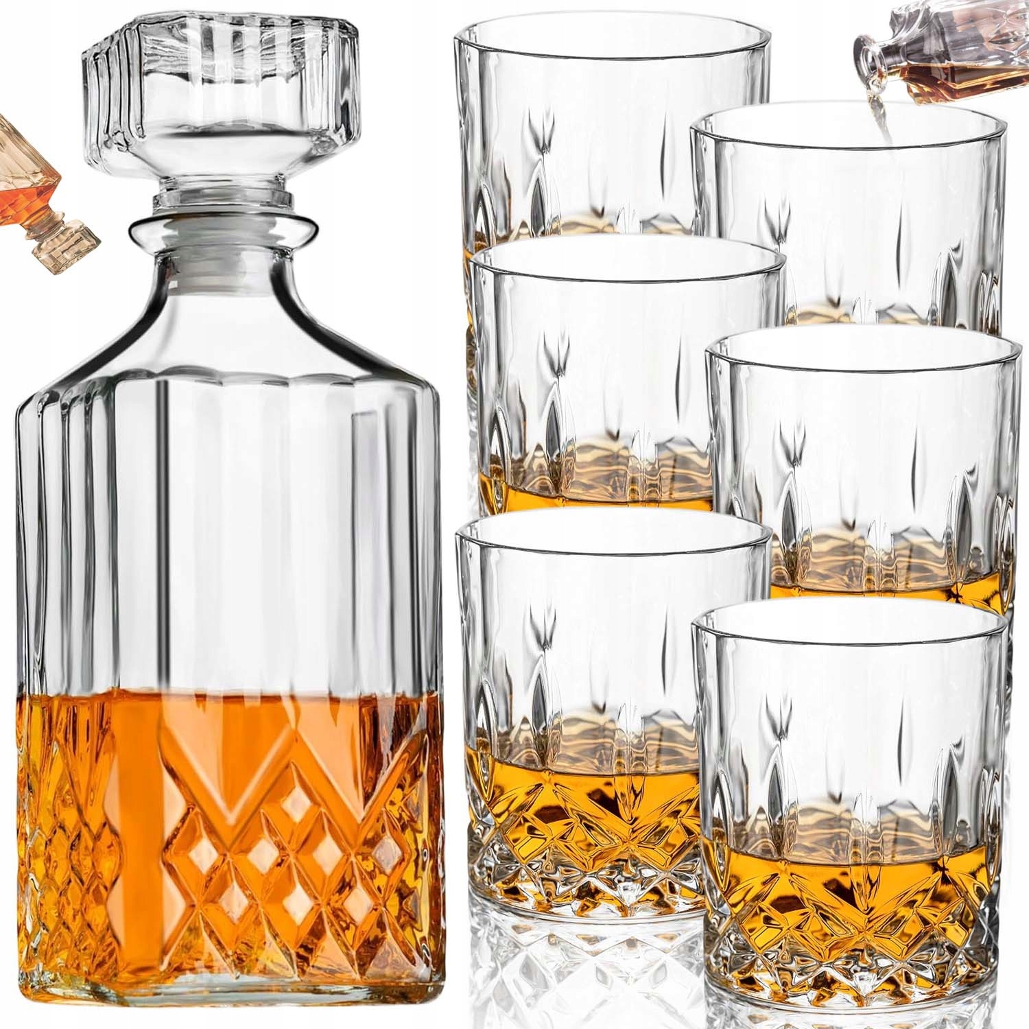 Sada Na Whisky Karafa 920ML S 6 Sklenice Křišťál Bezolovnatý Pro Dárek