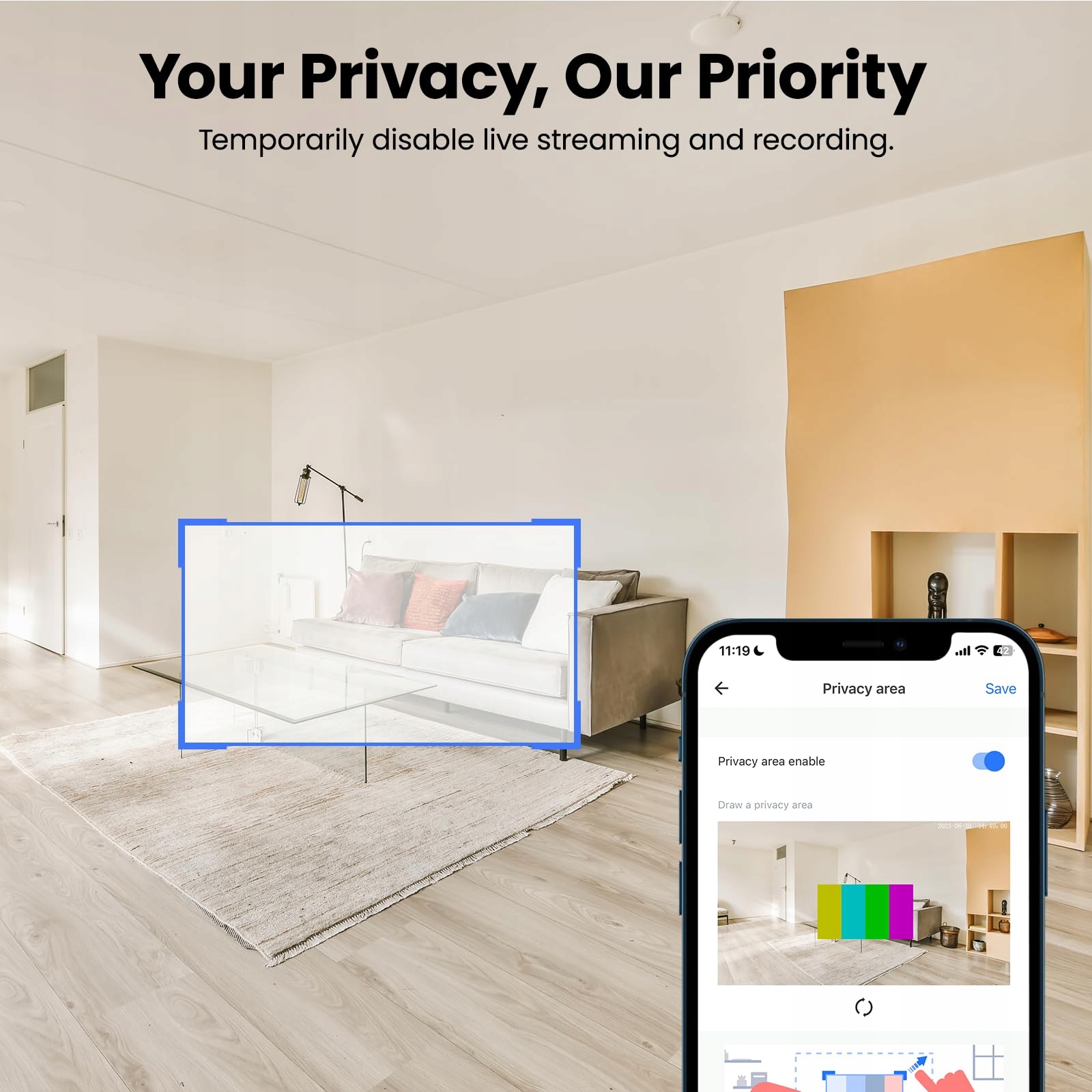 GALAYOU Kamera Wewnętrzna 5MP Niania Dla Dzieci i Zwierząt WiFi Audio AI — miniatura 6