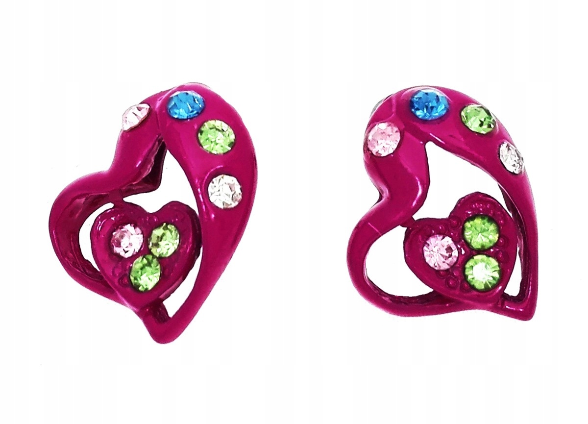 

Kolczyki serca serduszka różowe cyrkonie