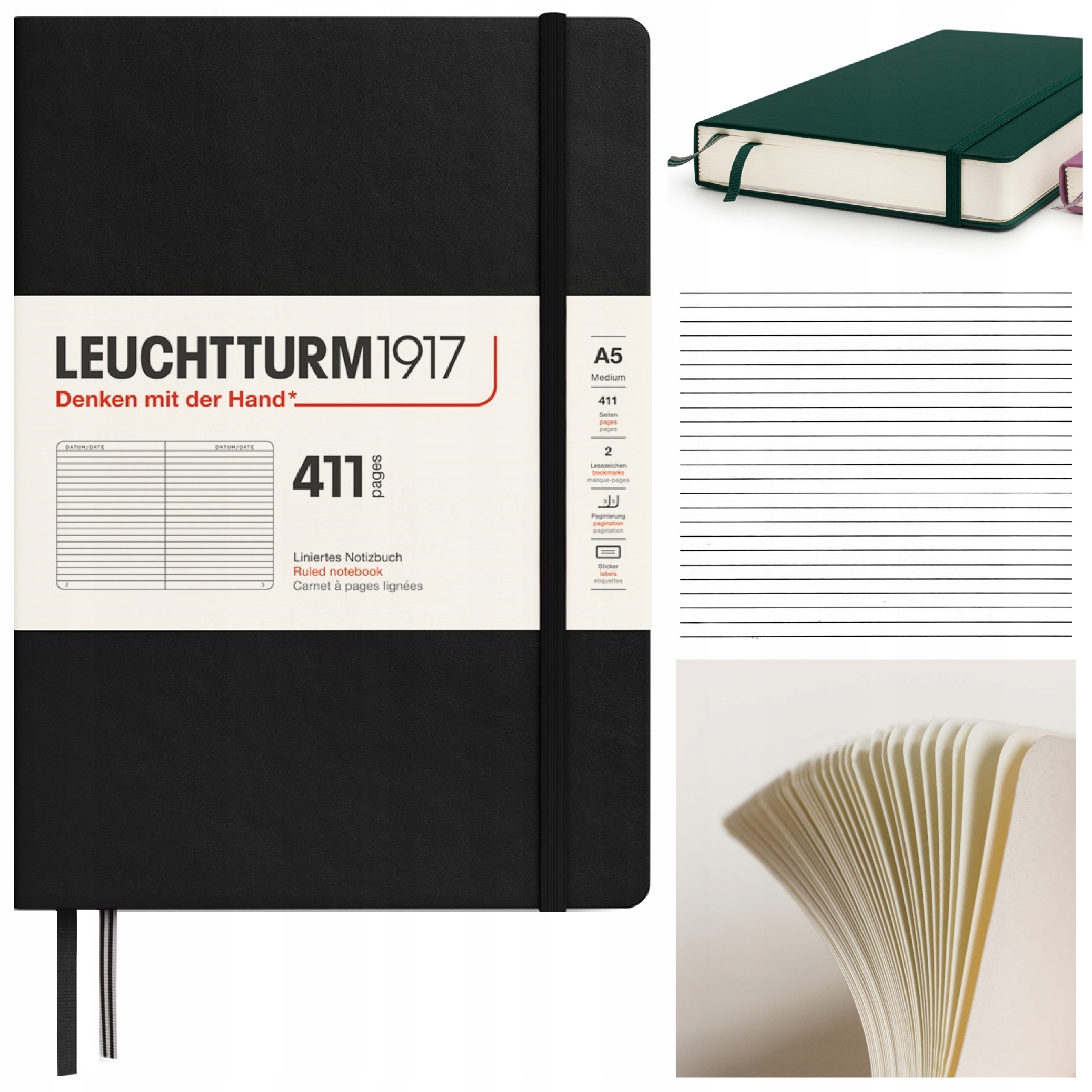 LEUCHTTURM1917 Notatnik Notes A5 Linia twardy zeszyt w linię 411 stron