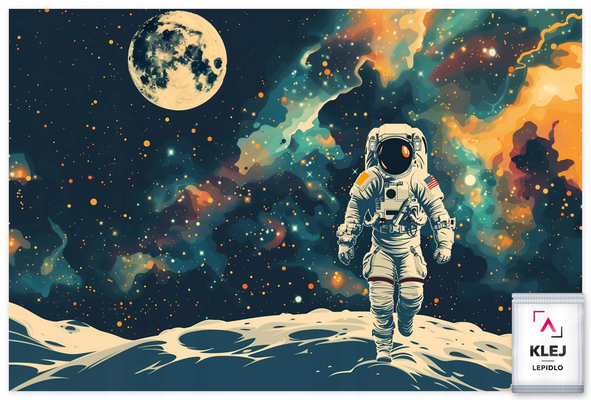 Fototapeta Flizelina Vesmír Nebe Planety Měsíc Astronauta 416x254 130g