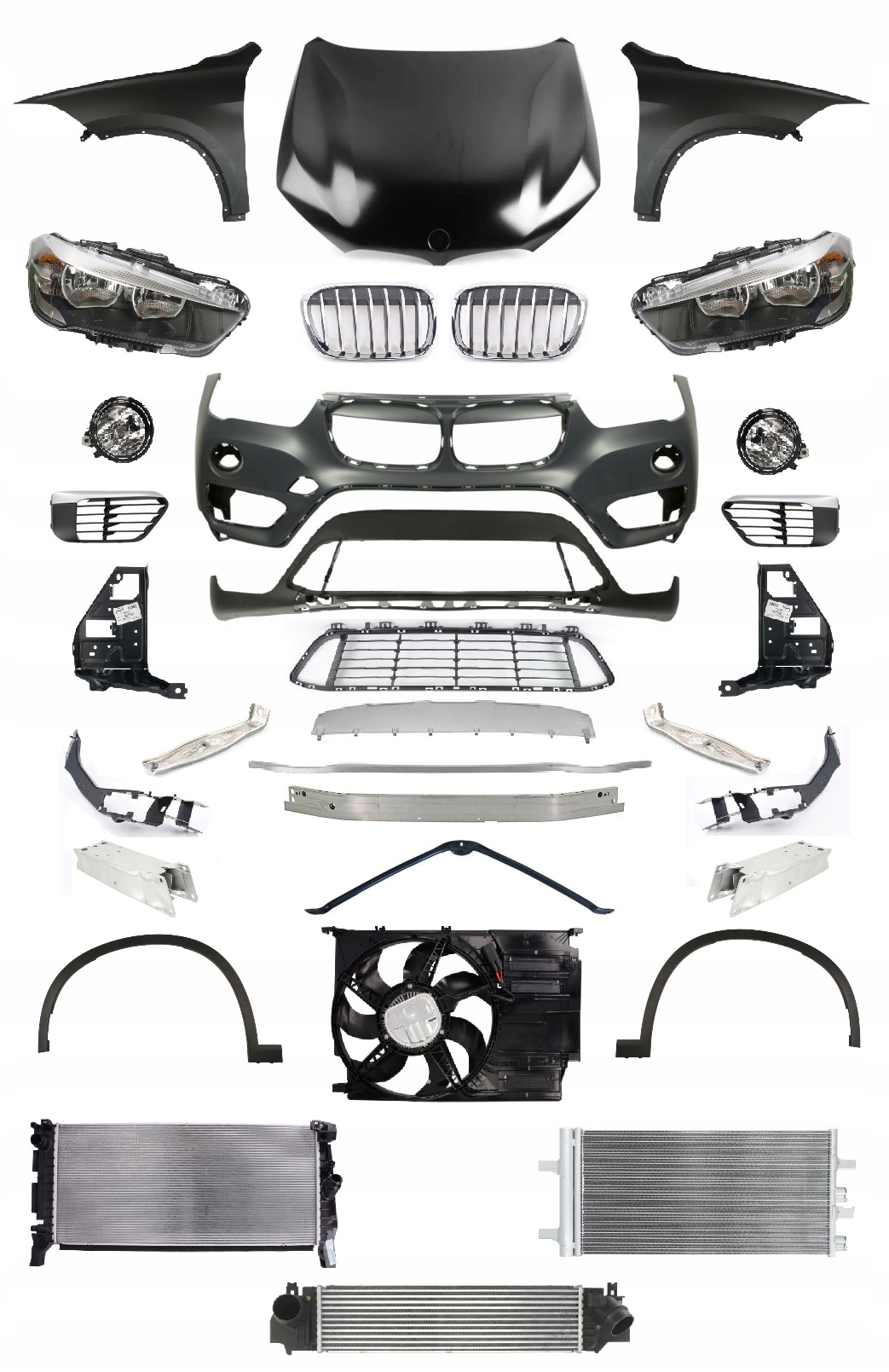 BMW X1 F48 pas zderzak maska błotnik reflektor