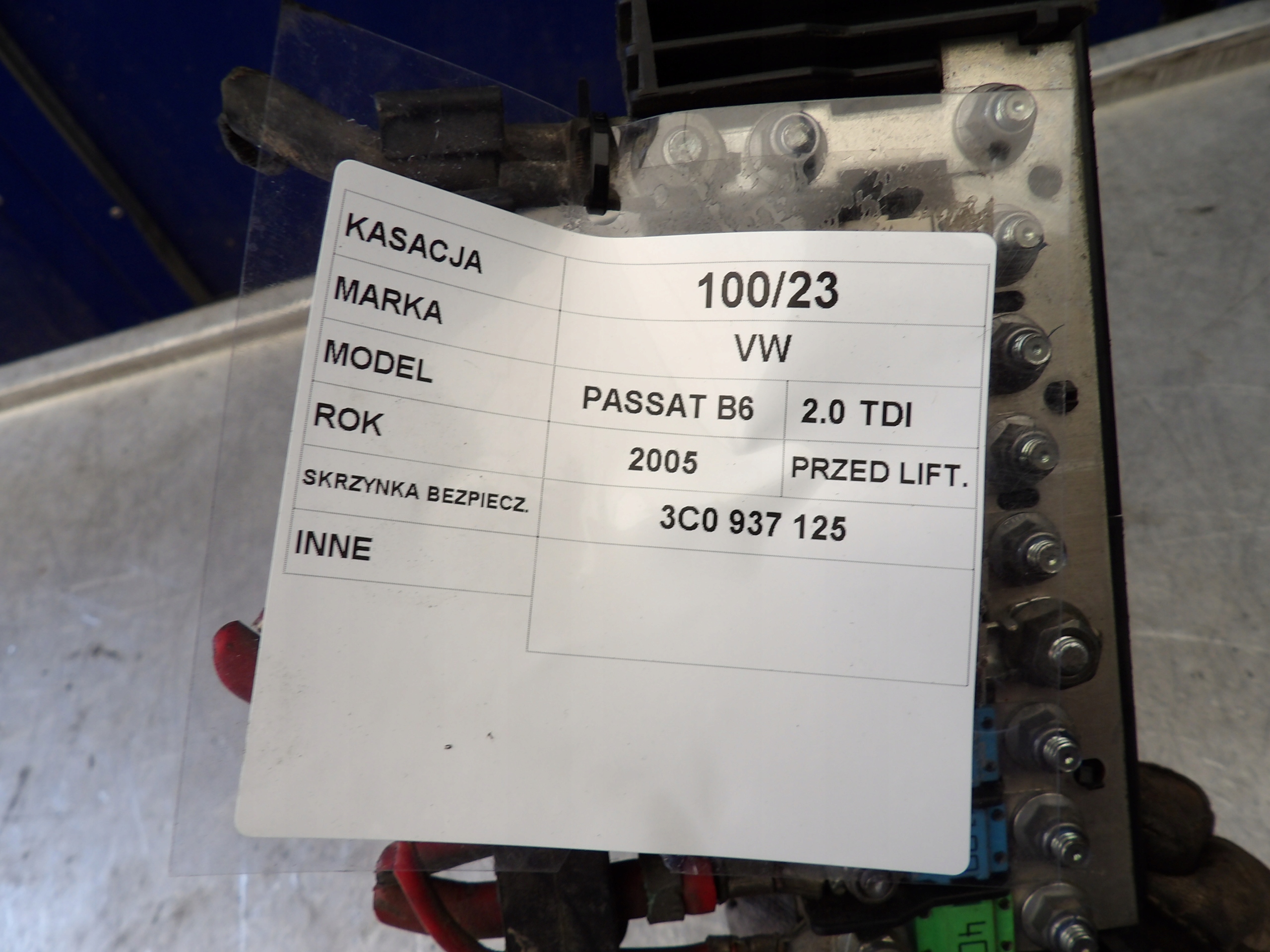 MODULE FUSIBLES VW PASSAT B6 3C0937125