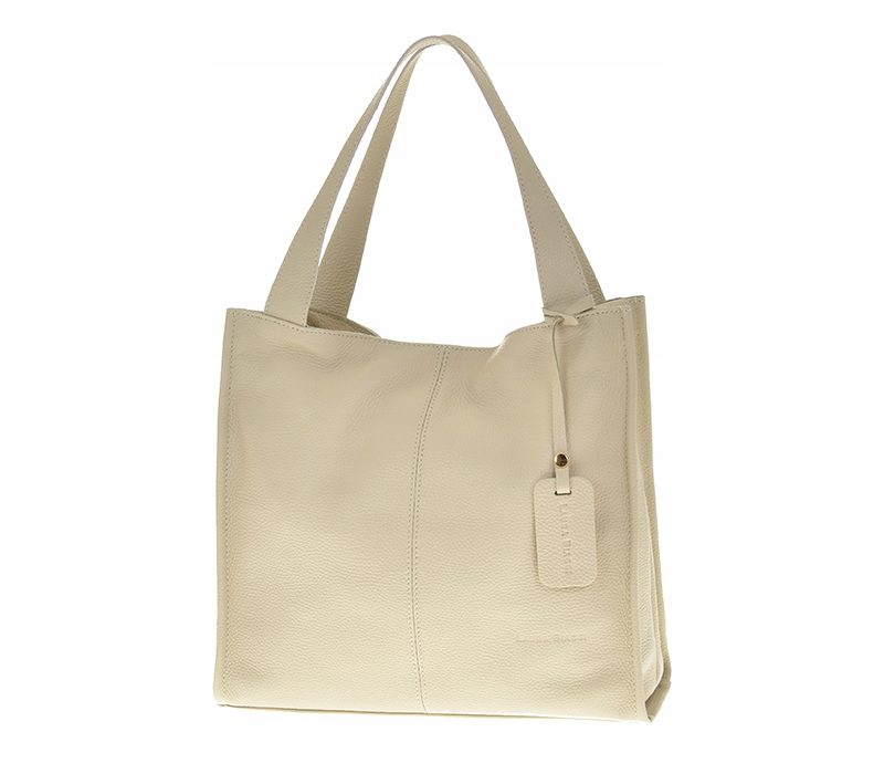 Vera Pelle Italská kabelka shopper taška přírodní kůže béžová přes rameno