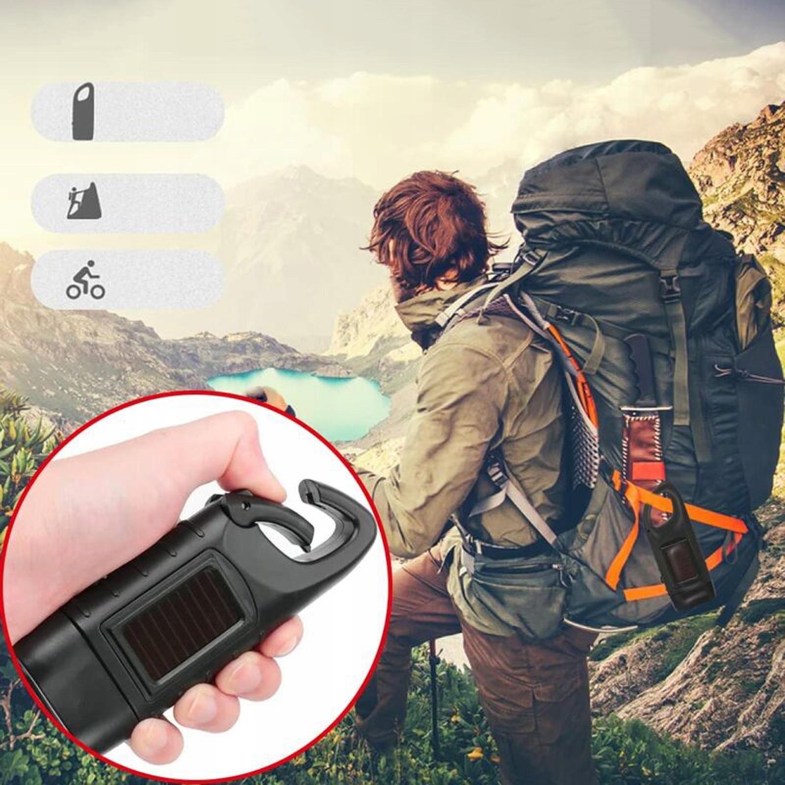 LATARKA LED DYNAMO BATERIA RĘCZNA KORBKĘ SŁONECZNA Kod producenta LATARKA LED 2W1