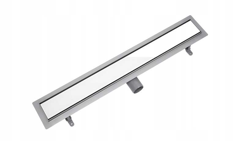 Lineární odtok Vogi skleněný rošt bílý 50 cm Nízký sifon fi 50 ocel