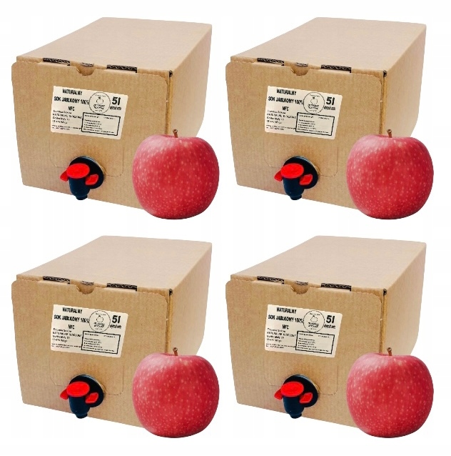 Sok jabłkowy 100% 4x 5l Zestaw- 20l, z jabłek, Nfc