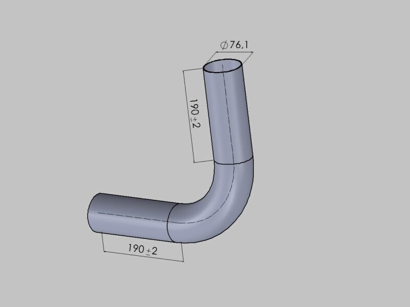 Нержавеющая выхлопная труба 76,1 мм 90°