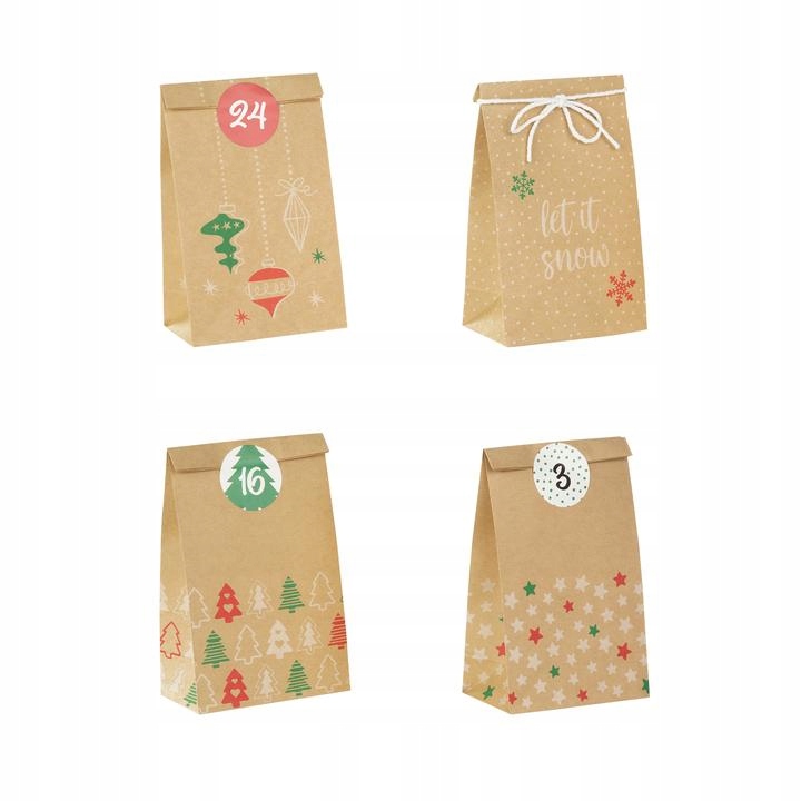 KALENDARZ ADWENTOWY TOREBKI PAPIEROWE DIY 24 SZTUKI Kod producenta 6665573505341