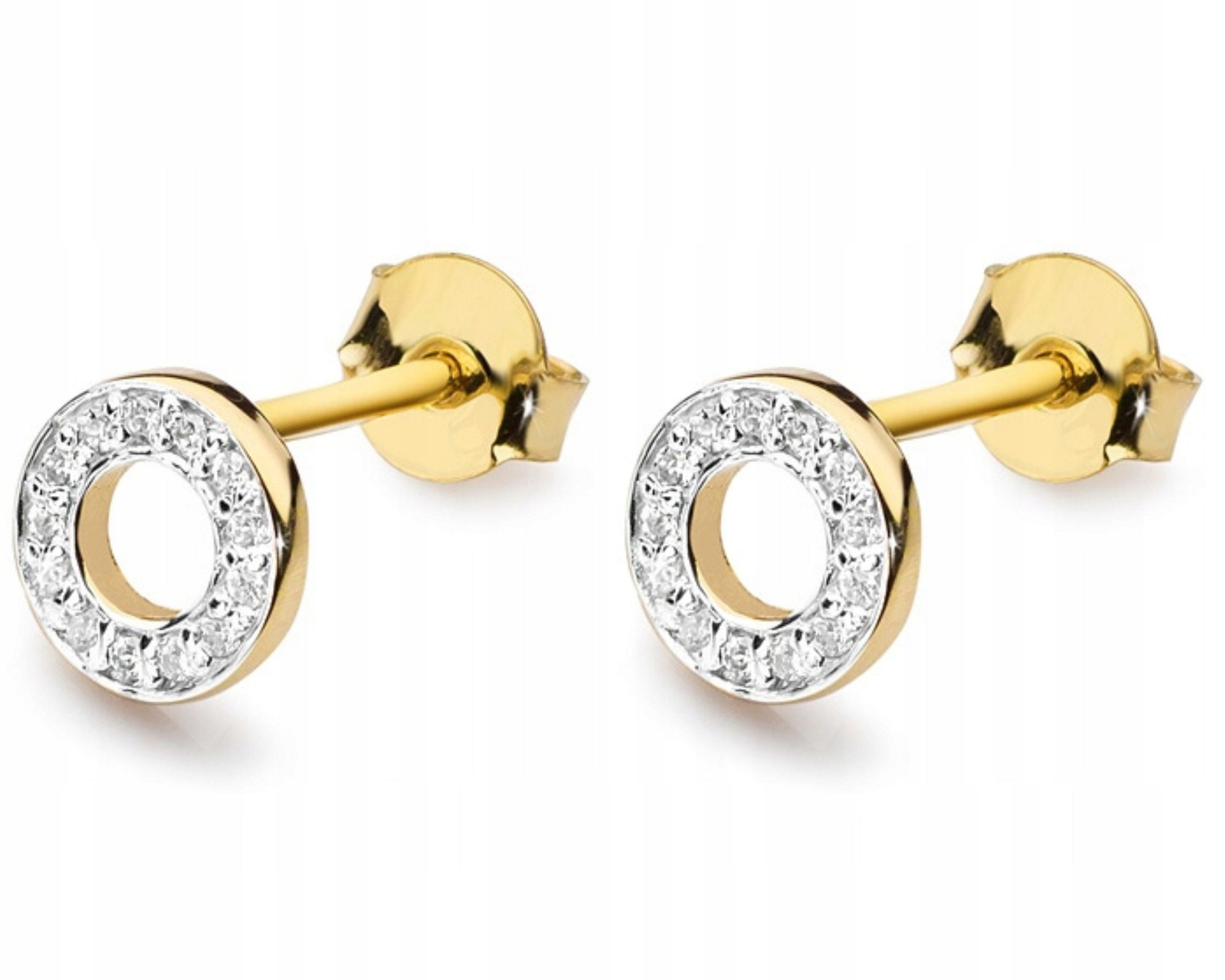 Zlaté náušnice s brilianty, šroubky, kroužky