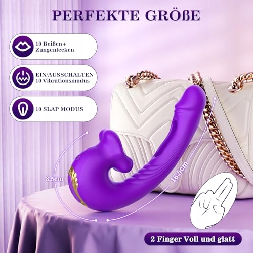 DILDO VIBRATOR DLA KOBIET Z 10 TRYBAMI WIBRACJI I STYMULACJI KLITORIS — miniatura 6