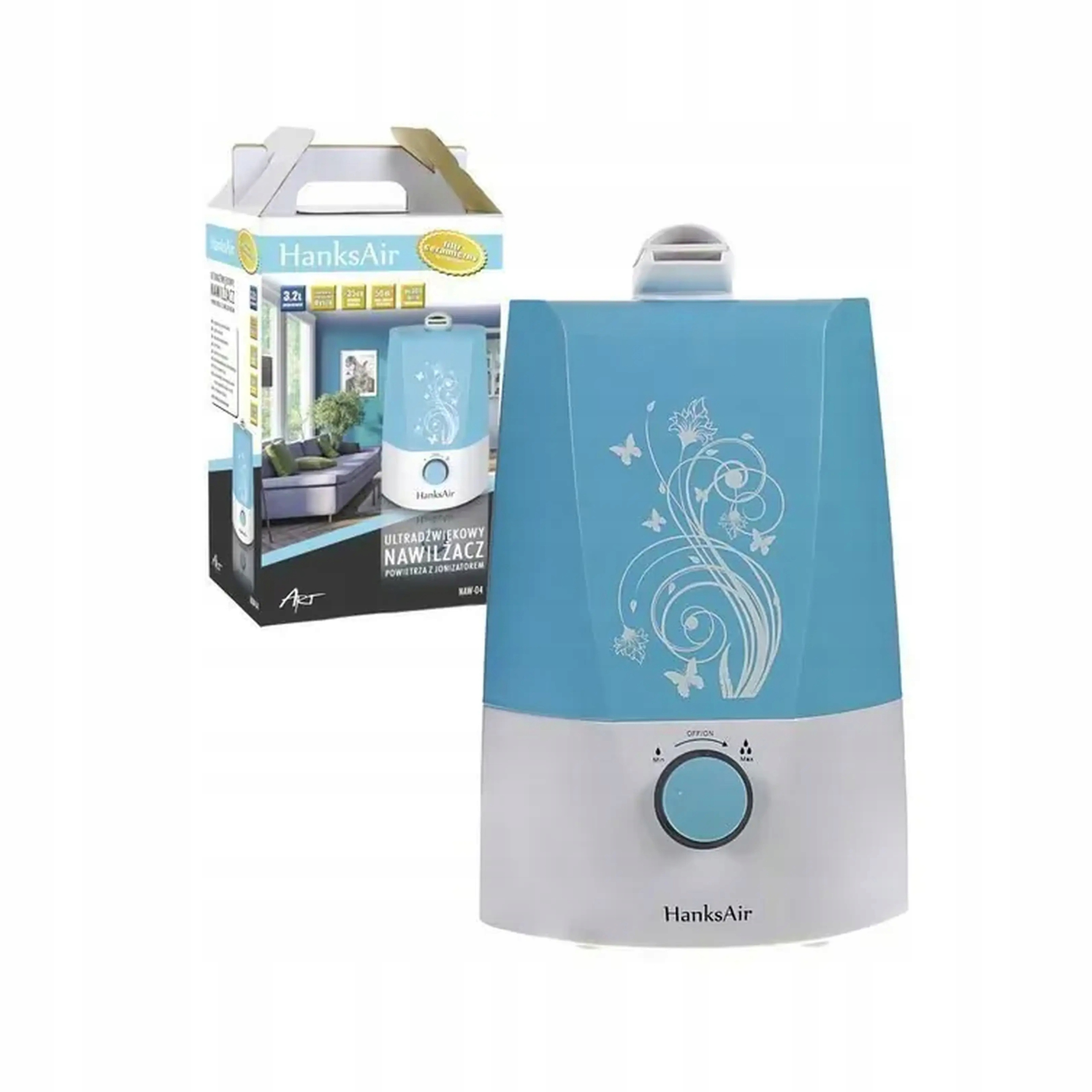 Ultradźwiękowy Nawilżacz Powietrza 2,6L Z Funkcją Jonizacji Dwie Dysze Pary