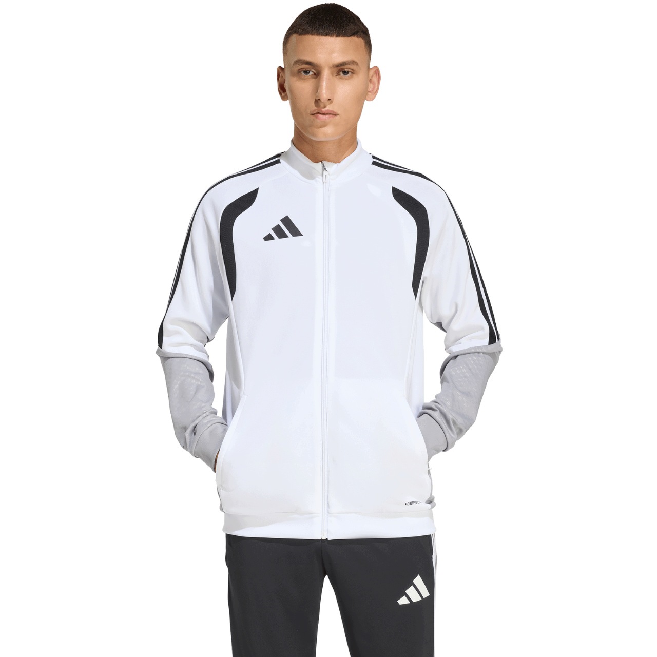 Pánská Mikina adidas Tiro 26 Rozepínací fotbalový stojáček Competition Bílá 2XL