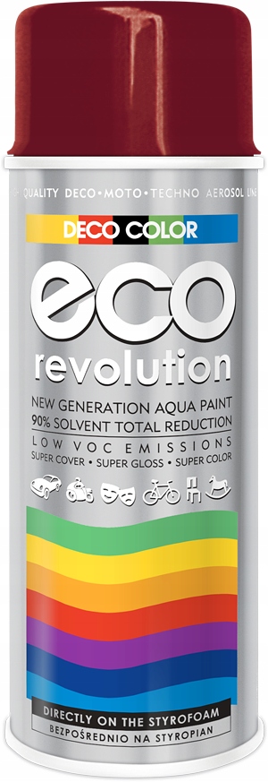 Farba lakier spray Eco Revolution Bordowy RAL3003 połysk Eko