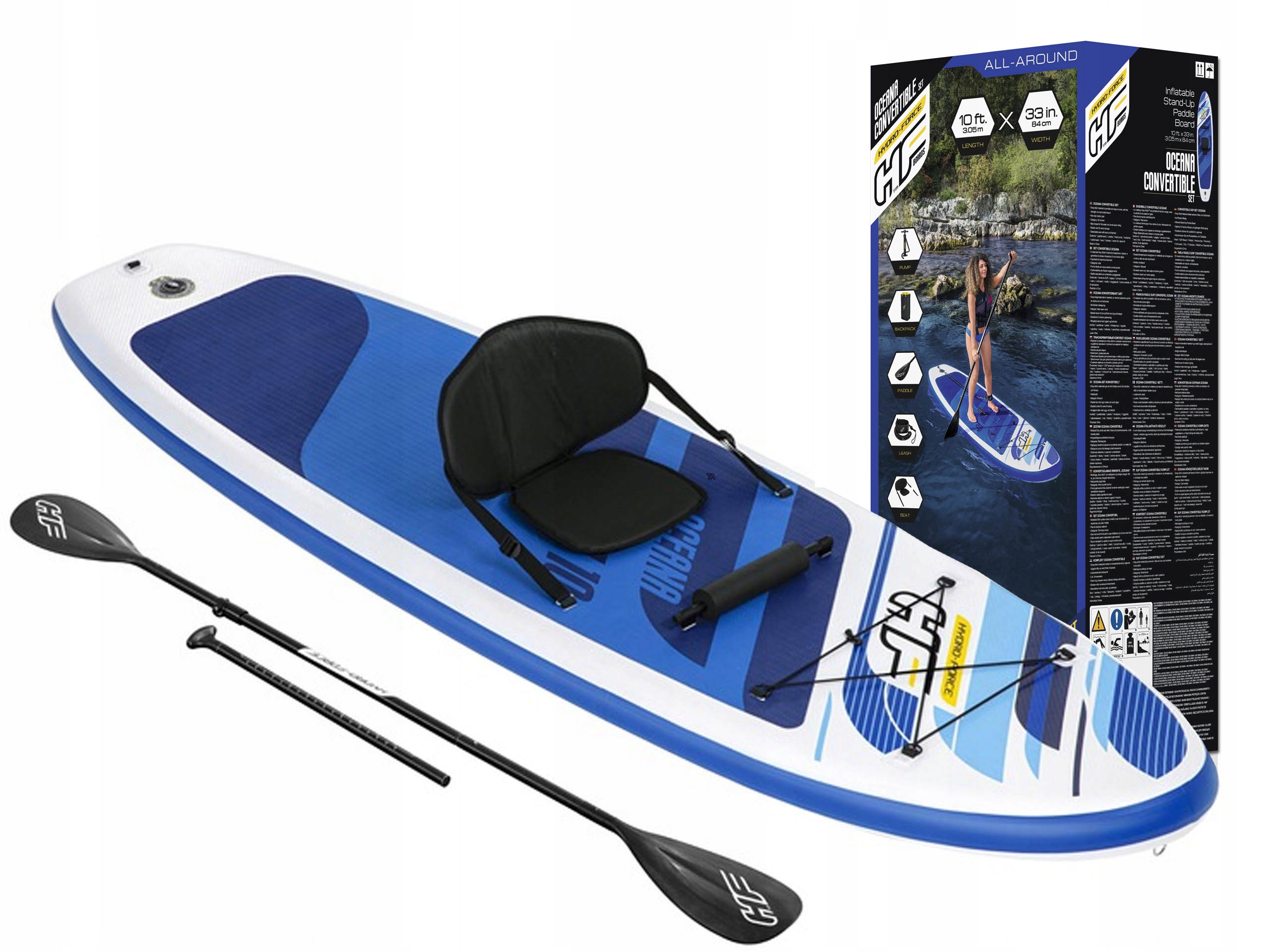8v1 Sup nafukovací stand up board paddle prkno kajak sedadlo pádlo pumpa