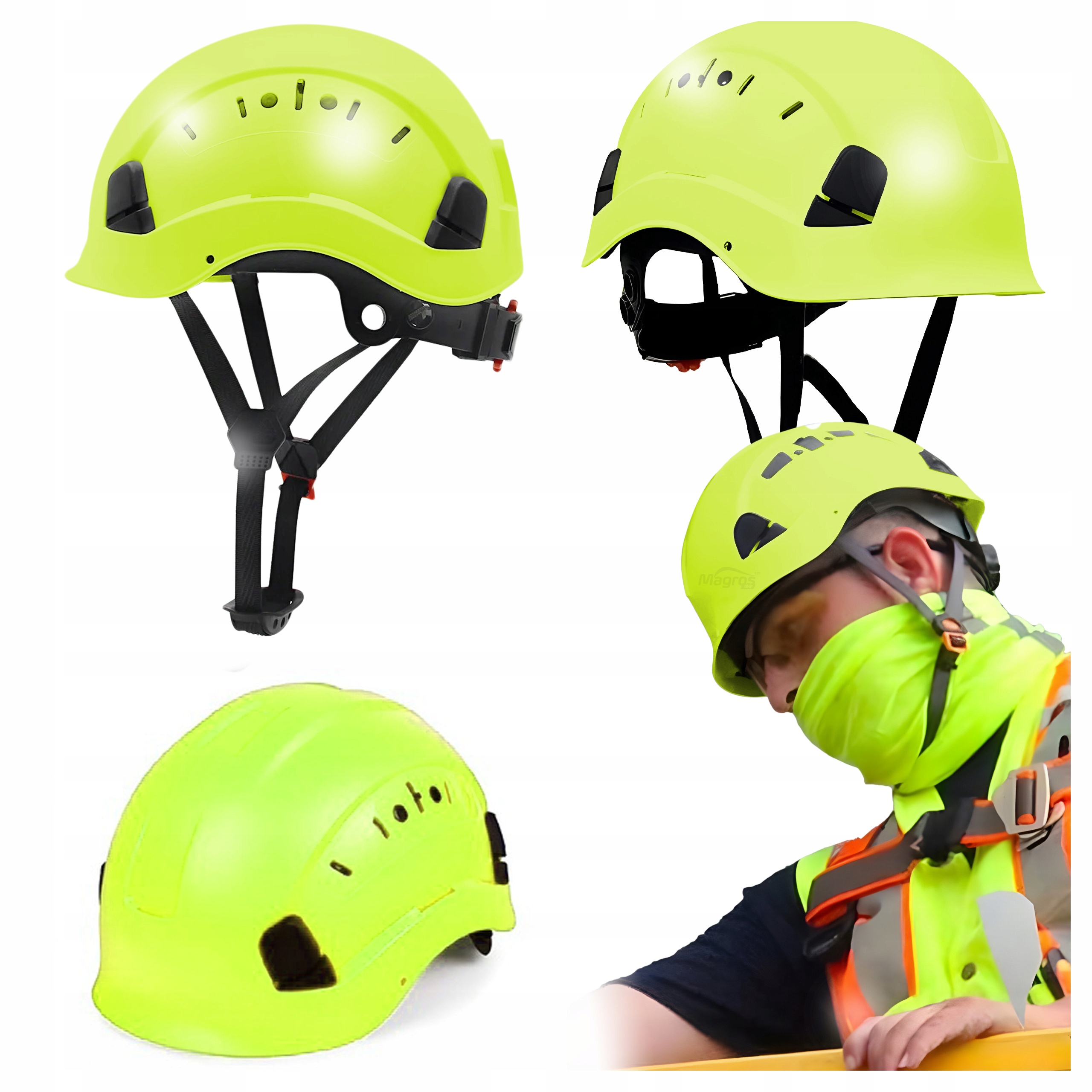 Lezecká přilba Ochranná přilba s ventilací Lehký podbradní pásek Hi-Vis