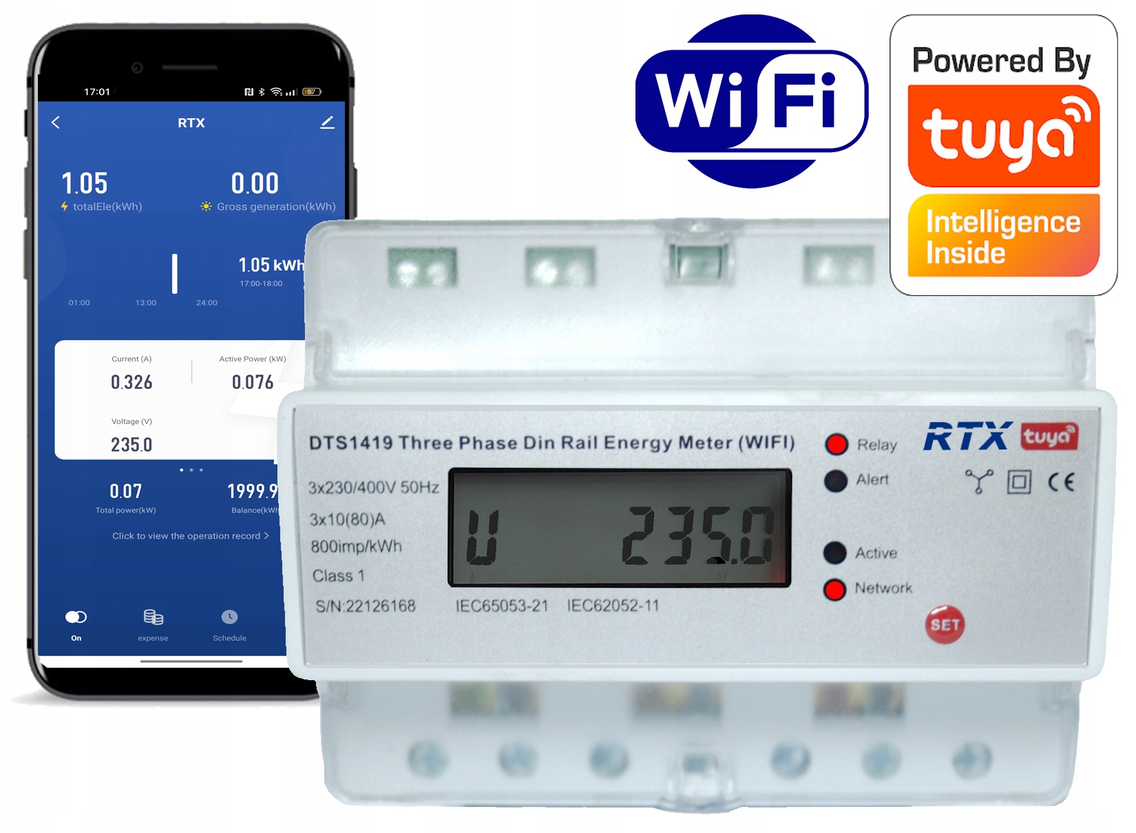 

Licznik Energii Prądu 3 Fazy do 80A Tuya WiFi