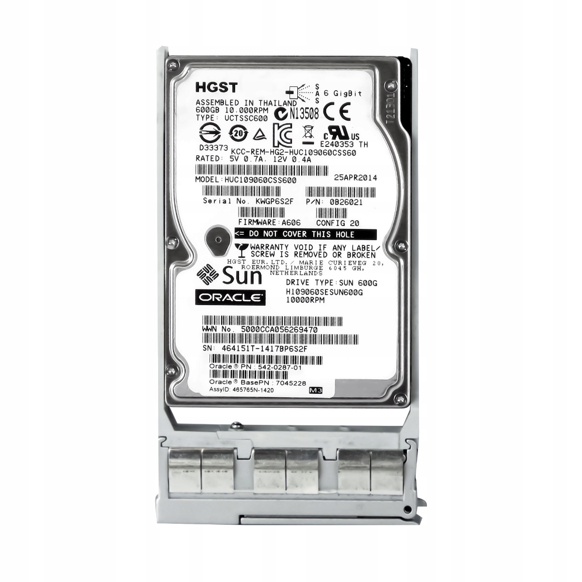 Sun 542-0287-01 600GB 10K 64MB SAS-2 2.5'' H109060SESUN600G