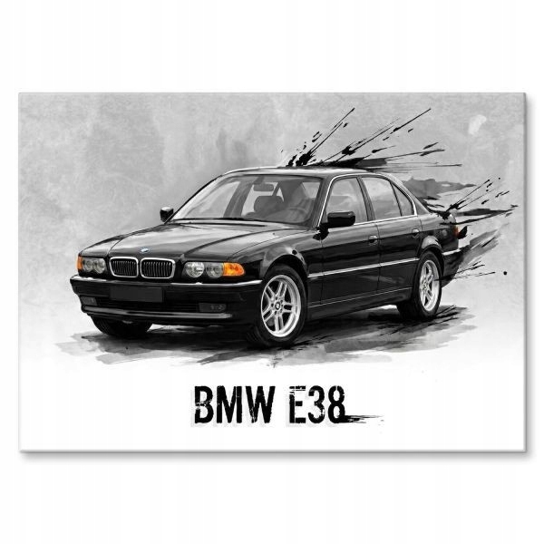 Grafika na kovu Auto Bmw E38 plech dárek kultovní sedan automobilový průmysl