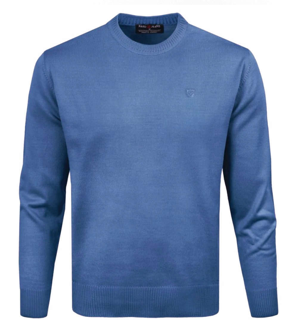 Vlněný svetr s Kulatý výstřihem (U-Neck) Pako Jeans modrý XL