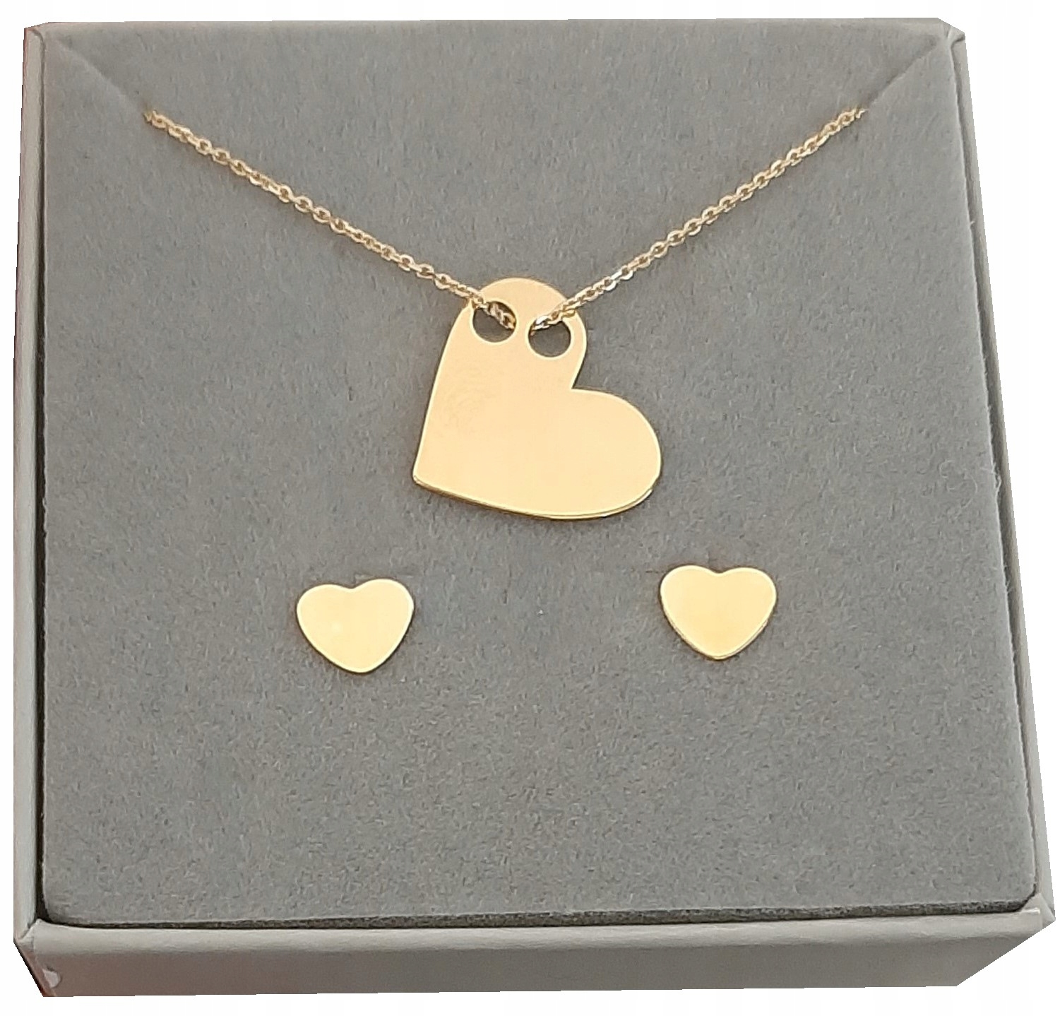 Zlatý komplet Asymetrické Srdce stříbro 925