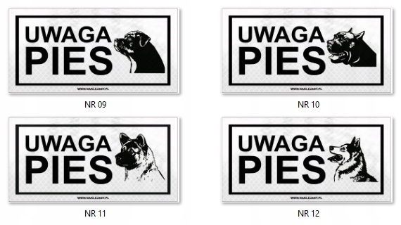 TABLICZKA ODBLASKOWA UWAGA ZŁY PIES 12X24CM RÓŻNE WZORY Marka inny