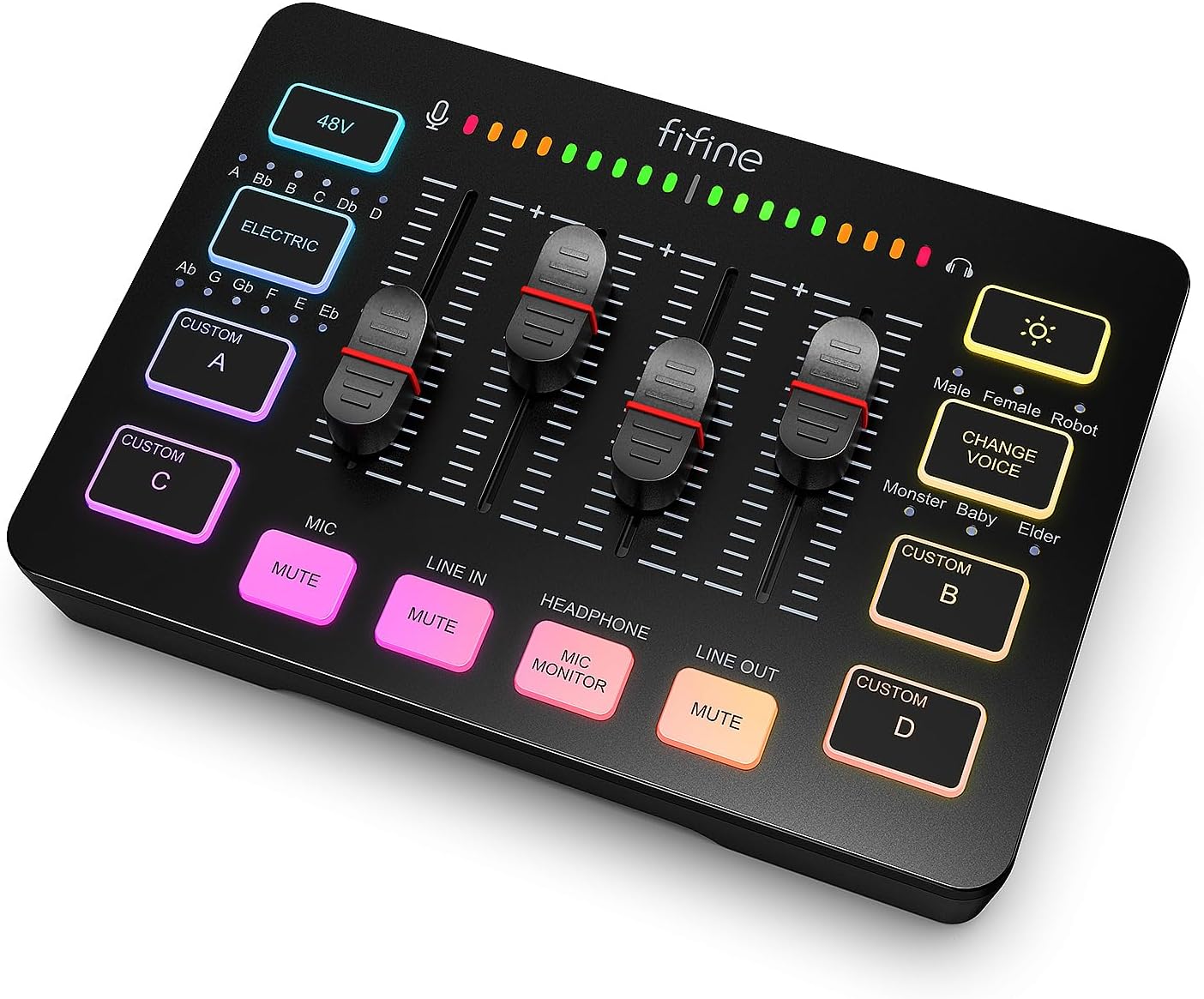 Mixovacia konzola Fifine audio mixážny pult pre hry Rgb streamovací mixážny pult Pc
