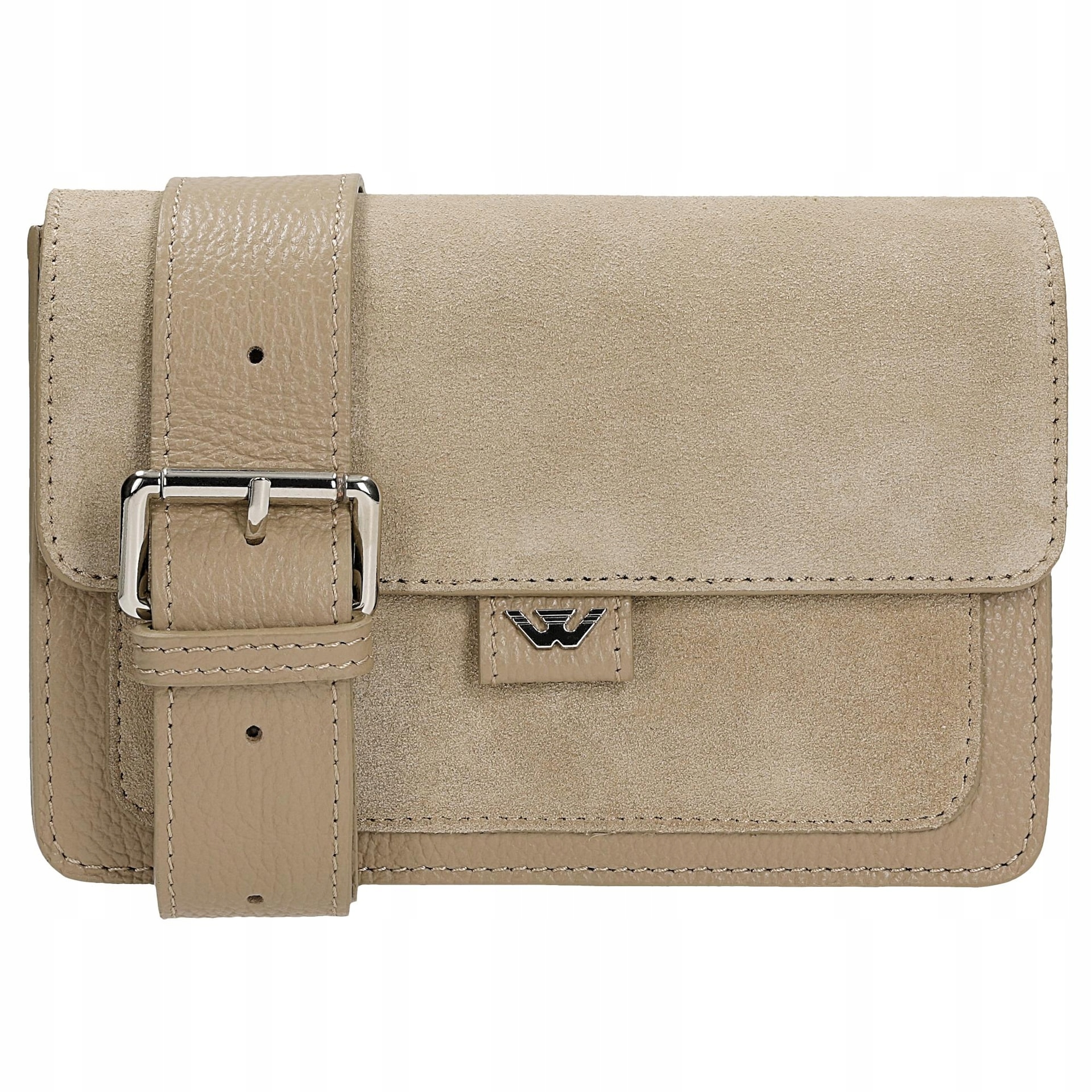 Mała beżowa torebka damska z łączonych skór