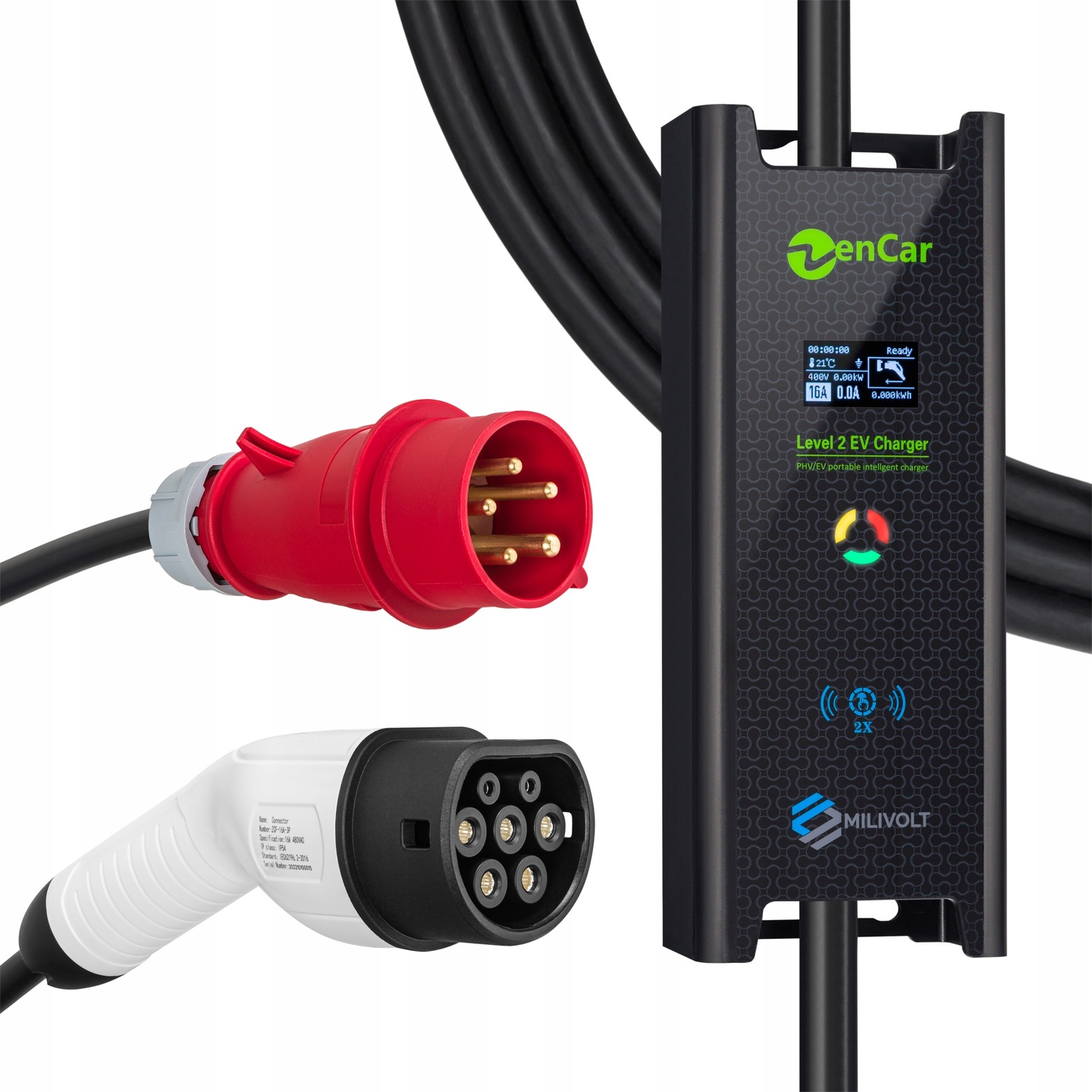 Ładowarka Mobilna 11kW, Stacja Wallbox Type 2 - siła CEE 16A, do EV PHEV 5m