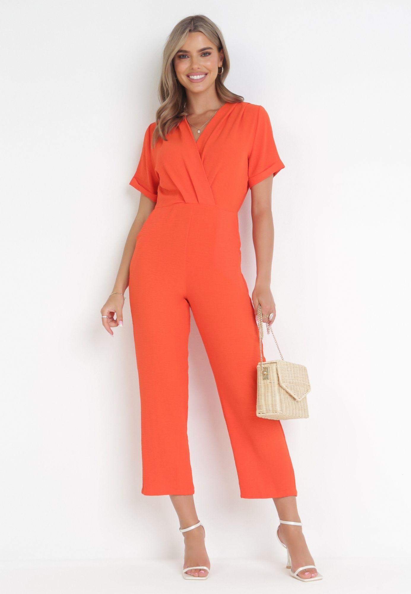 Kombinéza Casual Oranžová Casual s Viskózou Born2be S/m
