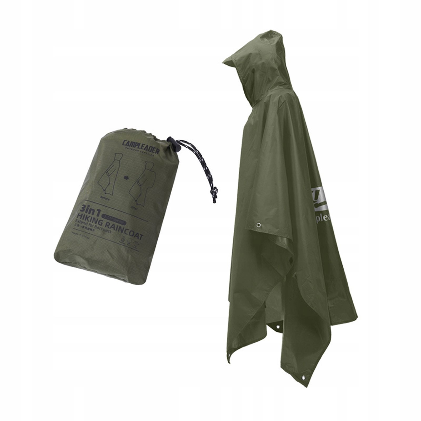 PONCZO PRZECIWDESZCZOWE Z KAPTUREM KURTKA PRZECIWDESZCZOWA 3 W 1 DO WSPINAC